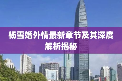 杨雪婚外情最新章节及其深度解析揭秘