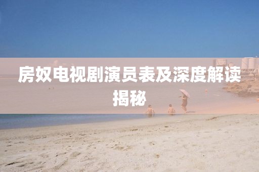 房奴电视剧演员表及深度解读揭秘
