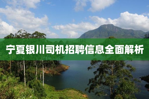 宁夏银川司机招聘信息全面解析
