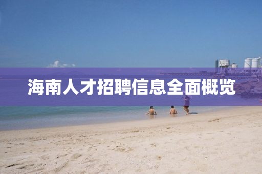 海南人才招聘信息全面概览