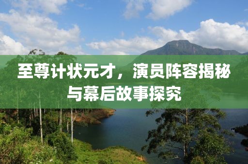 至尊计状元才，演员阵容揭秘与幕后故事探究