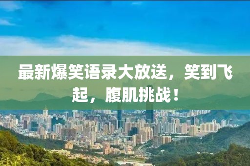 最新爆笑语录大放送，笑到飞起，腹肌挑战！