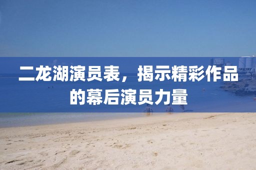 二龙湖演员表，揭示精彩作品的幕后演员力量