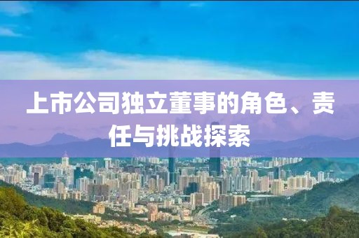 上市公司独立董事的角色、责任与挑战探索