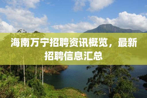 海南万宁招聘资讯概览，最新招聘信息汇总