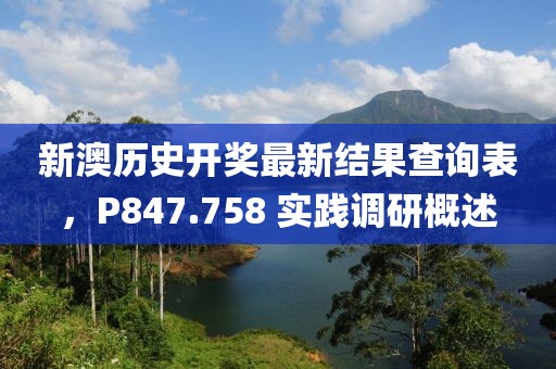新澳历史开奖最新结果查询表，P847.758 实践调研概述
