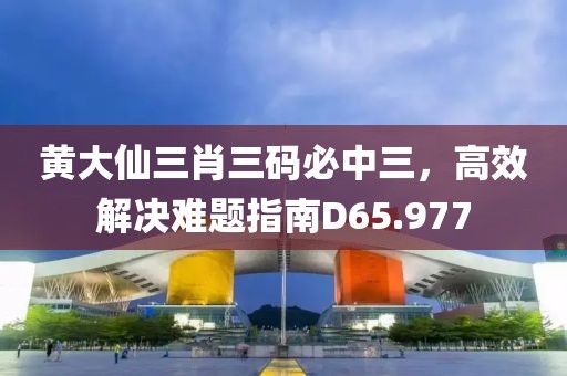 黄大仙三肖三码必中三，高效解决难题指南D65.977