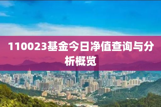 110023基金今日净值查询与分析概览