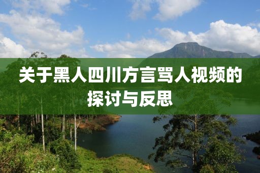 关于黑人四川方言骂人视频的探讨与反思