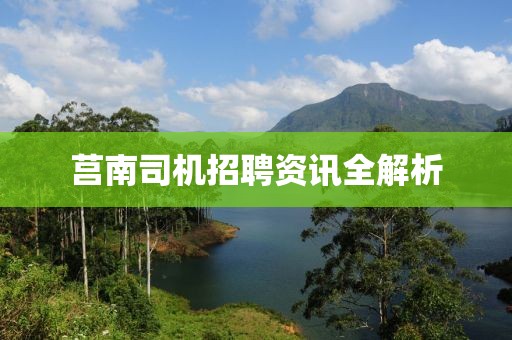 莒南司机招聘资讯全解析
