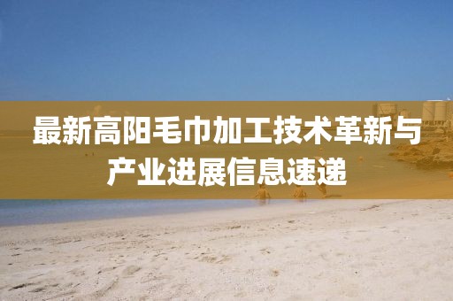 最新高阳毛巾加工技术革新与产业进展信息速递