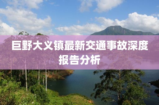 巨野大义镇最新交通事故深度报告分析