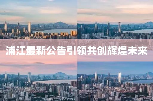 浦江最新公告引领共创辉煌未来