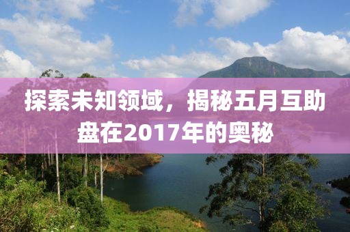 探索未知领域，揭秘五月互助盘在2017年的奥秘